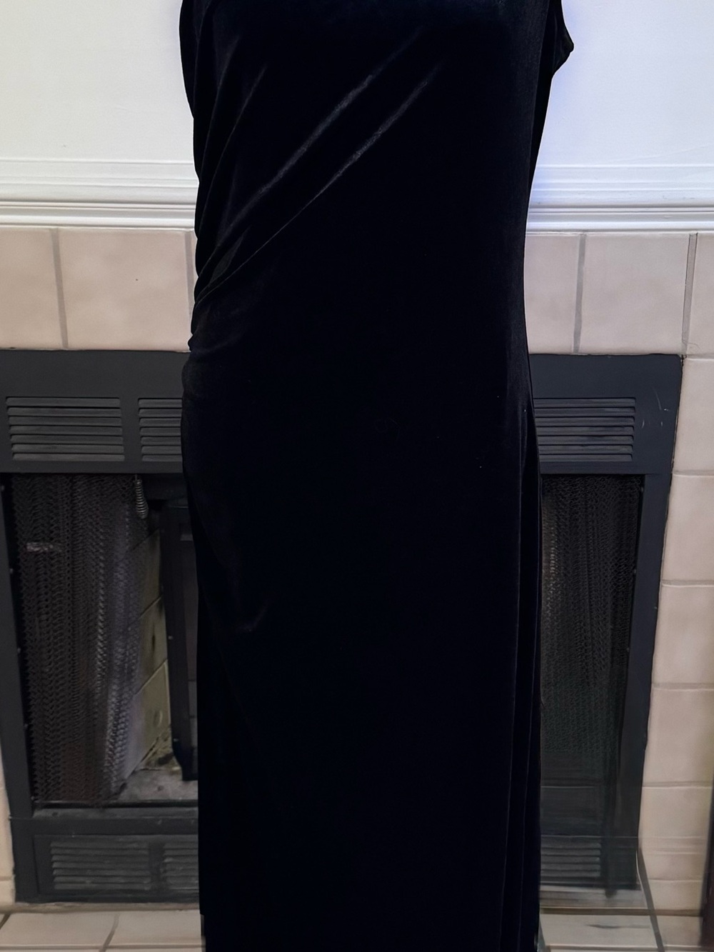 Candalite Black Velvet Party Dress with Silver Sequined Accents
